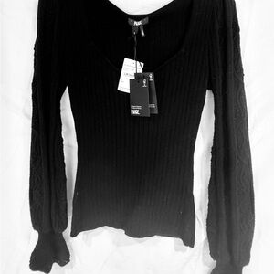 PAIGE Men's Black Ribbed V-Neck Sweater with Tags